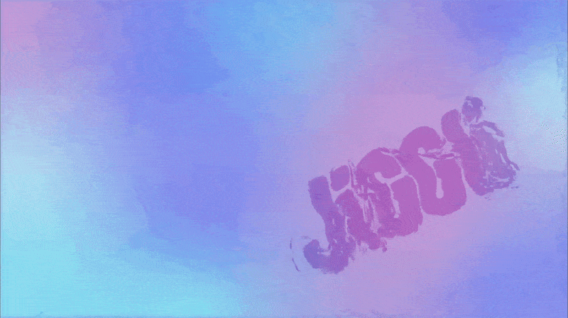 The 3D hero animation: Desi stands on rippling water, then a ripple morphs Desi into the Jiggli wordmark and loops