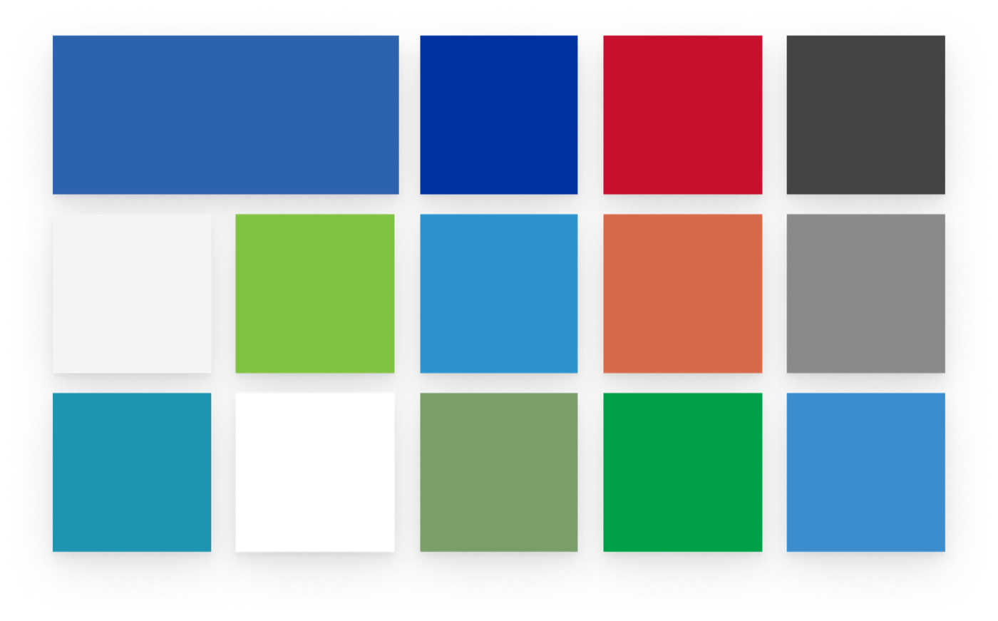 Grid of the old USALLIANCE palette: two blues, red, greens, teal, orange, and several grays