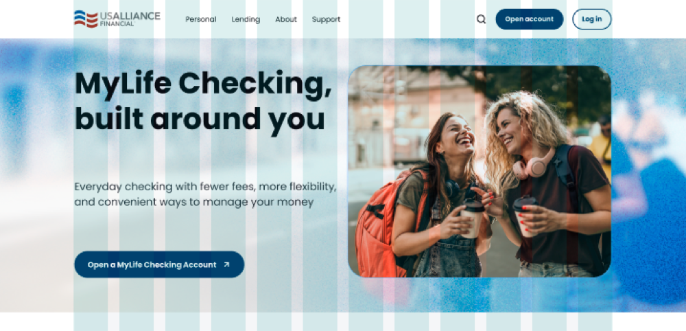 New MyLife Checking hero with the column grid overlaid