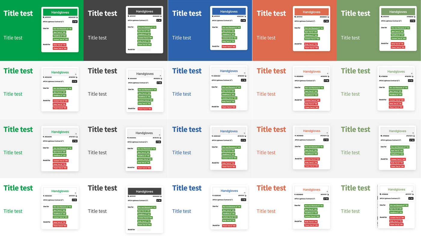 AAA contrast-ratio testing across the old and new color pairings