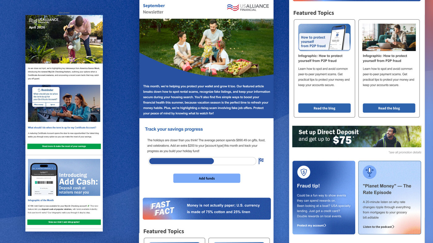Redesigned USALLIANCE monthly email newsletter
