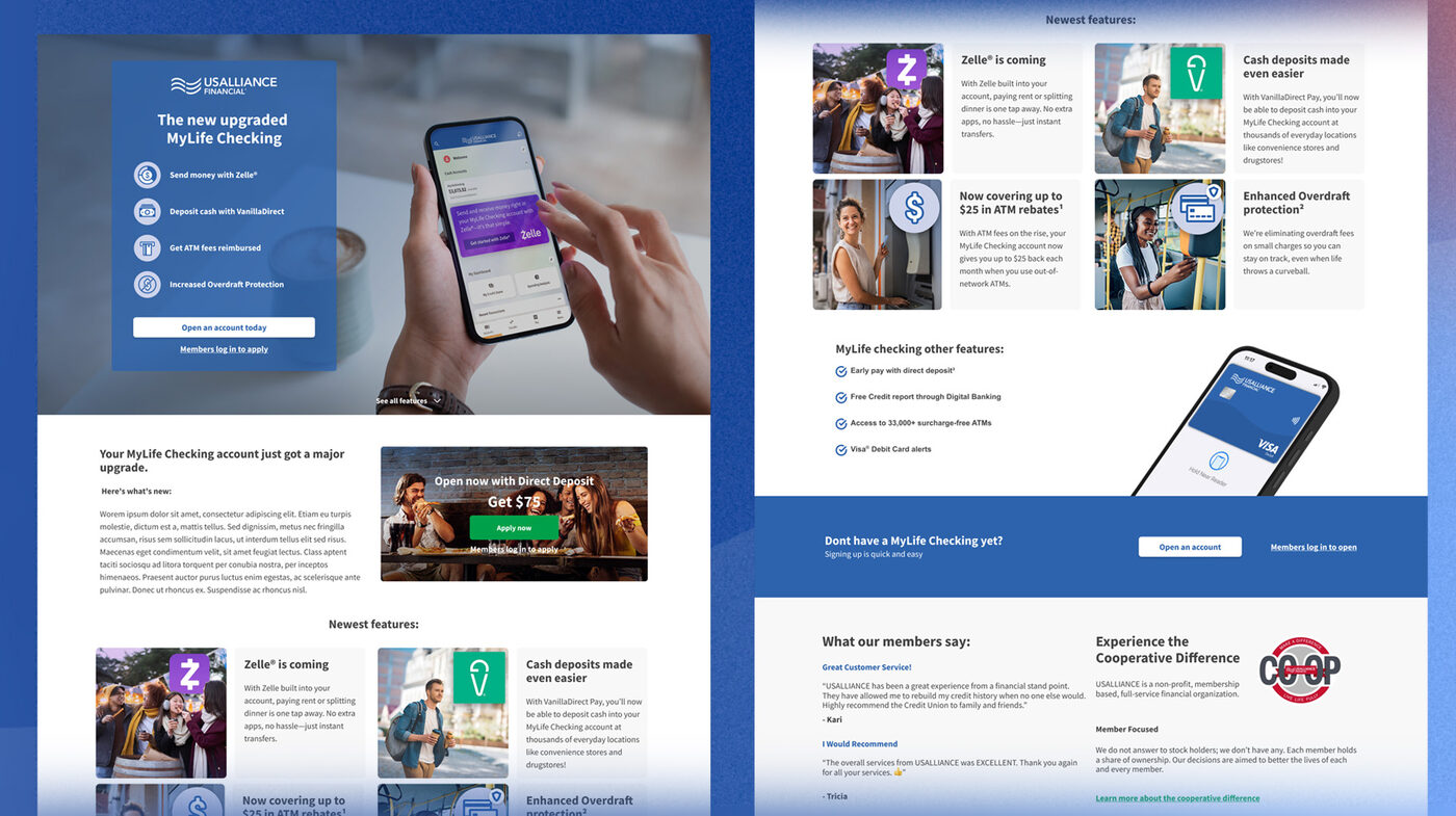 MyLife Checking new-features landing page